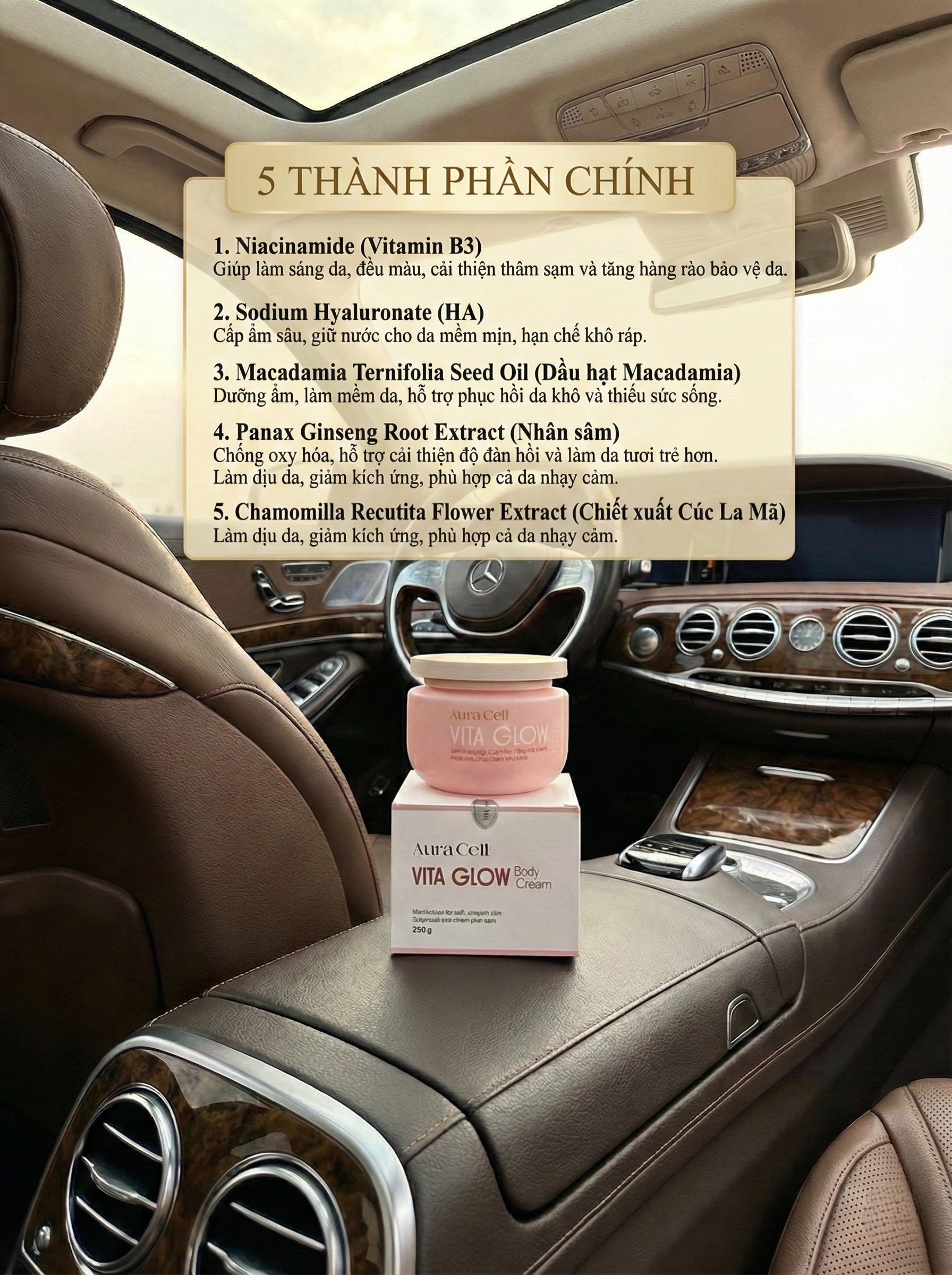 Kem Body AuraCell Vita Glow Body Cream 250g – Dưỡng Ẩm, Làm Sáng & Mịn Da - Ảnh 6